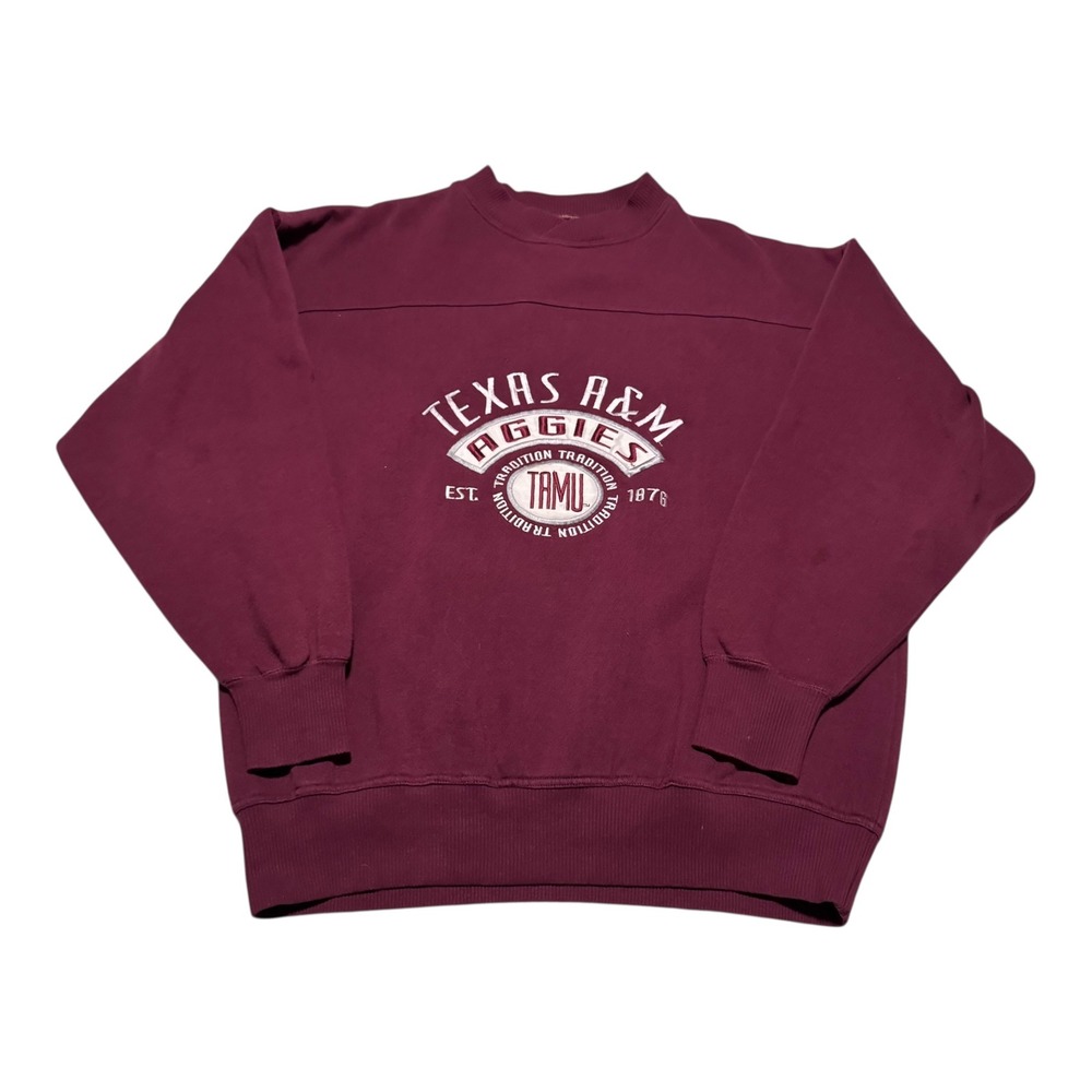 Vintage 90s Crable Sportswear Texas A&M‎ Aggies Maroon Sweatshirt Men's M FLAWS